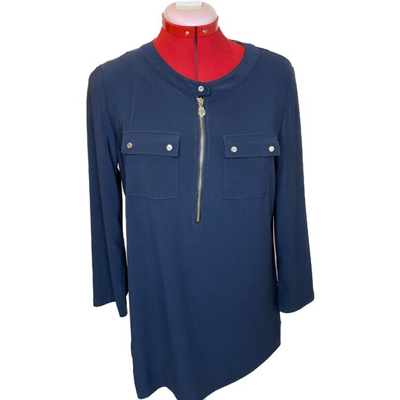 ANNE KLEIN top tunic  Pocket Long SLEEVE Zipper nwt small - Picture 2 of 8